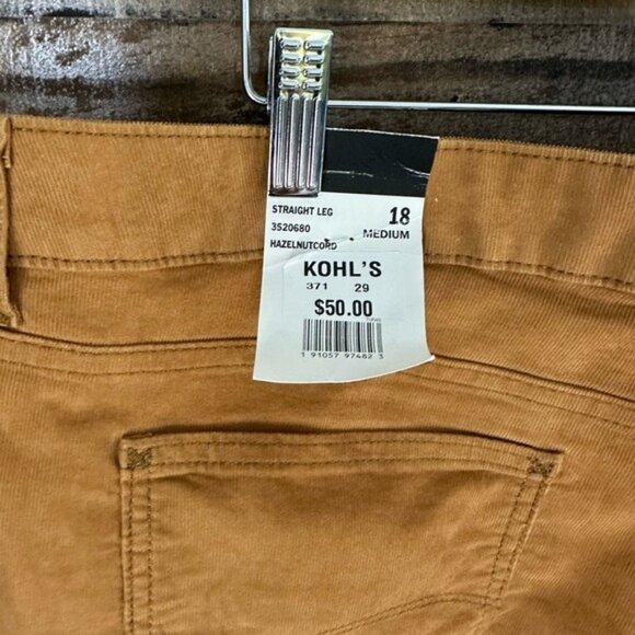 Lee Womens Straight Leg Corduroy Pants Size 18 Medium Hazelnut Color Regular Fit - Picture 6 of 6